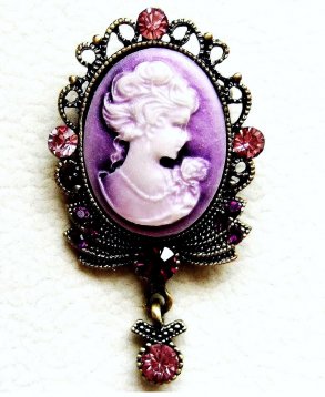Purple Cameo Brooch