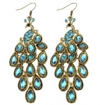 Turquoise Crystal Peacocks