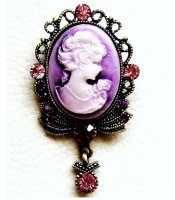 Purple Cameo Brooch