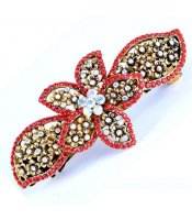 Flower Crystal Clasp Red